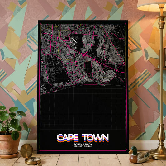 Cape Town Retro Map Poster