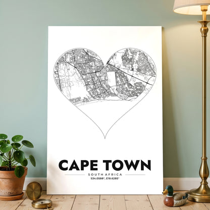 Cape Town Heart Map Poster