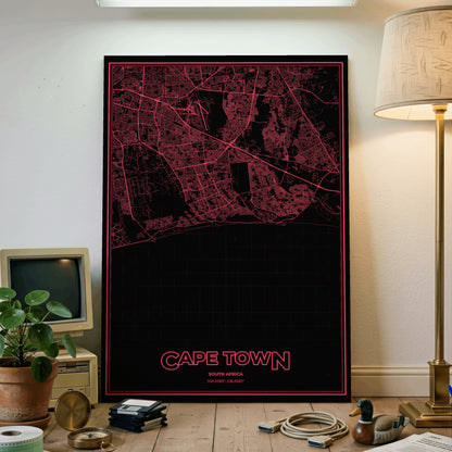 Cape Town Phosphor Map Poster - System Alert