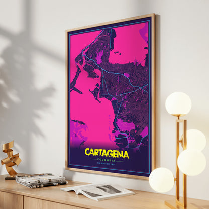 Cartagena Cyberpunk Map Poster