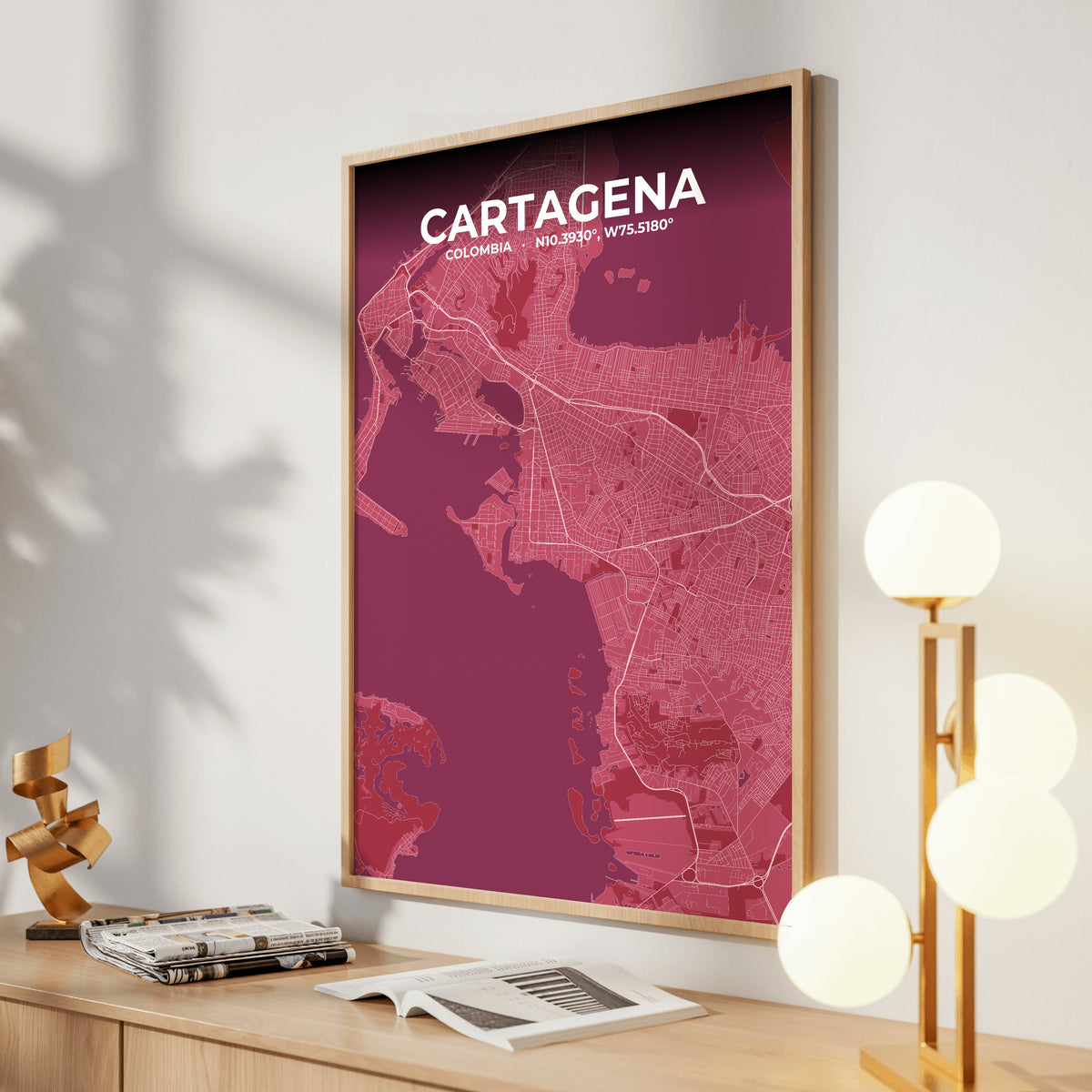 Cartagena Scarlet Map Poster