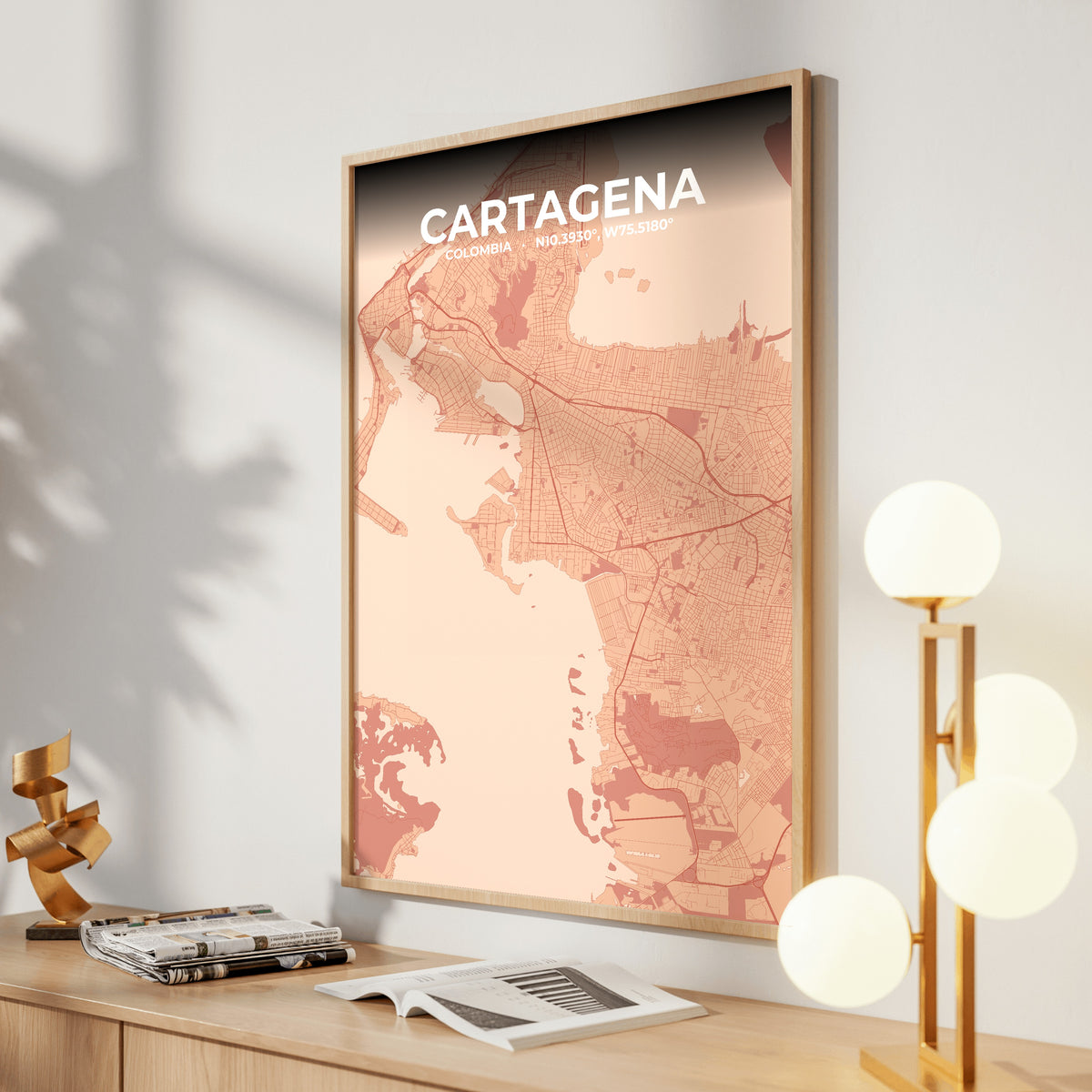 Cartagena Blush Map Poster