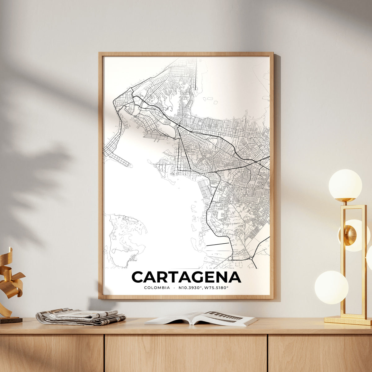 Cartagena Elegant Map Poster