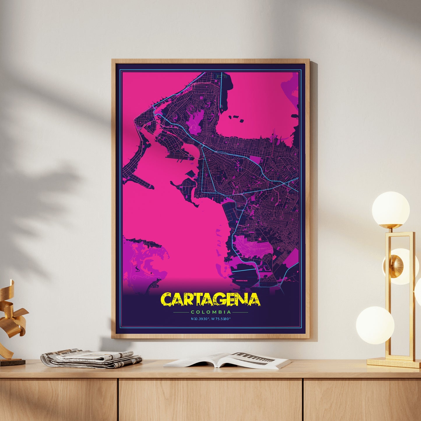 Cartagena Cyberpunk Map Poster