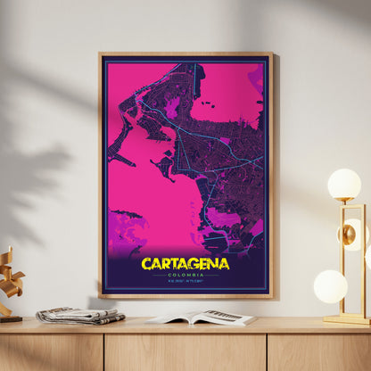 Cartagena Cyberpunk Map Poster