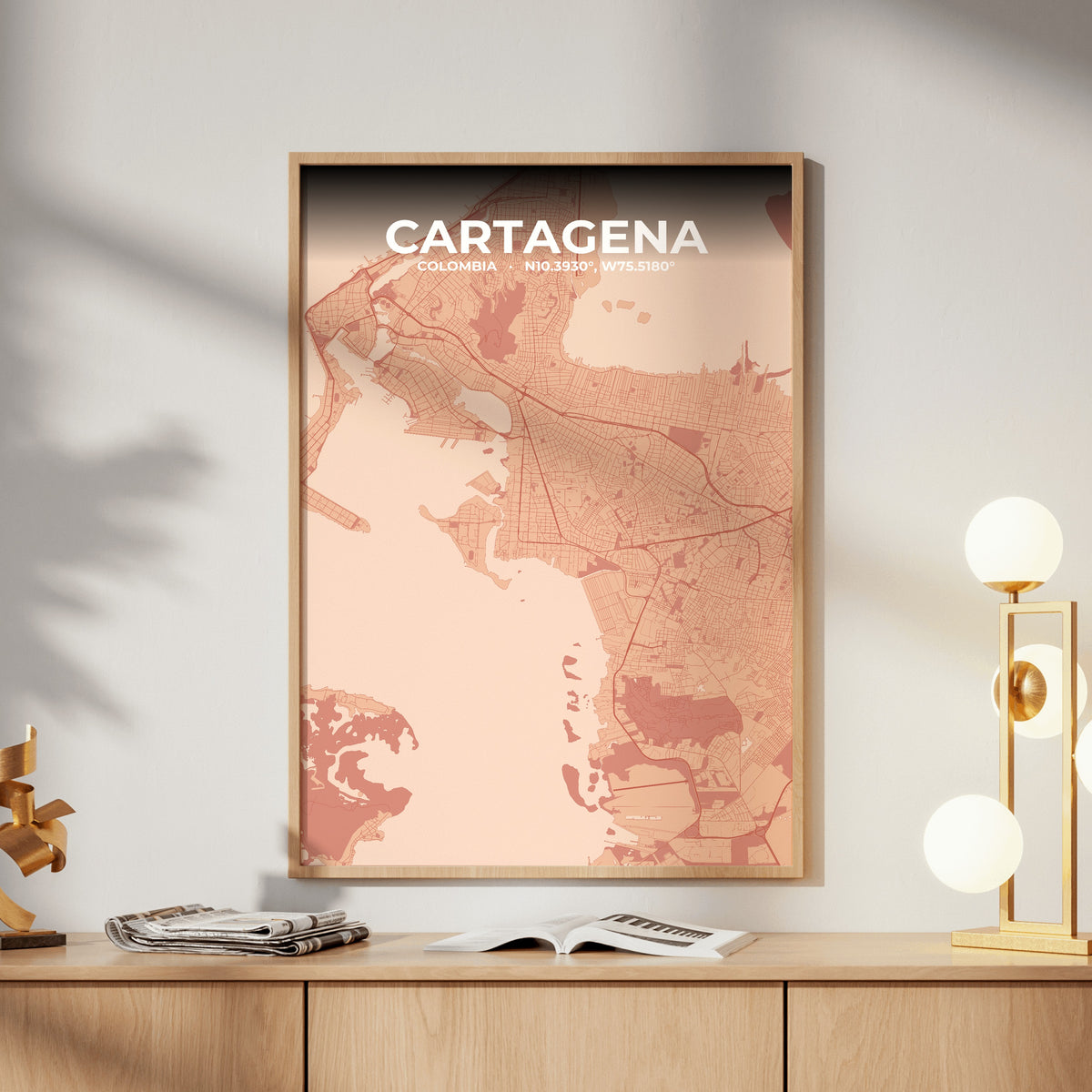 Cartagena Blush Map Poster