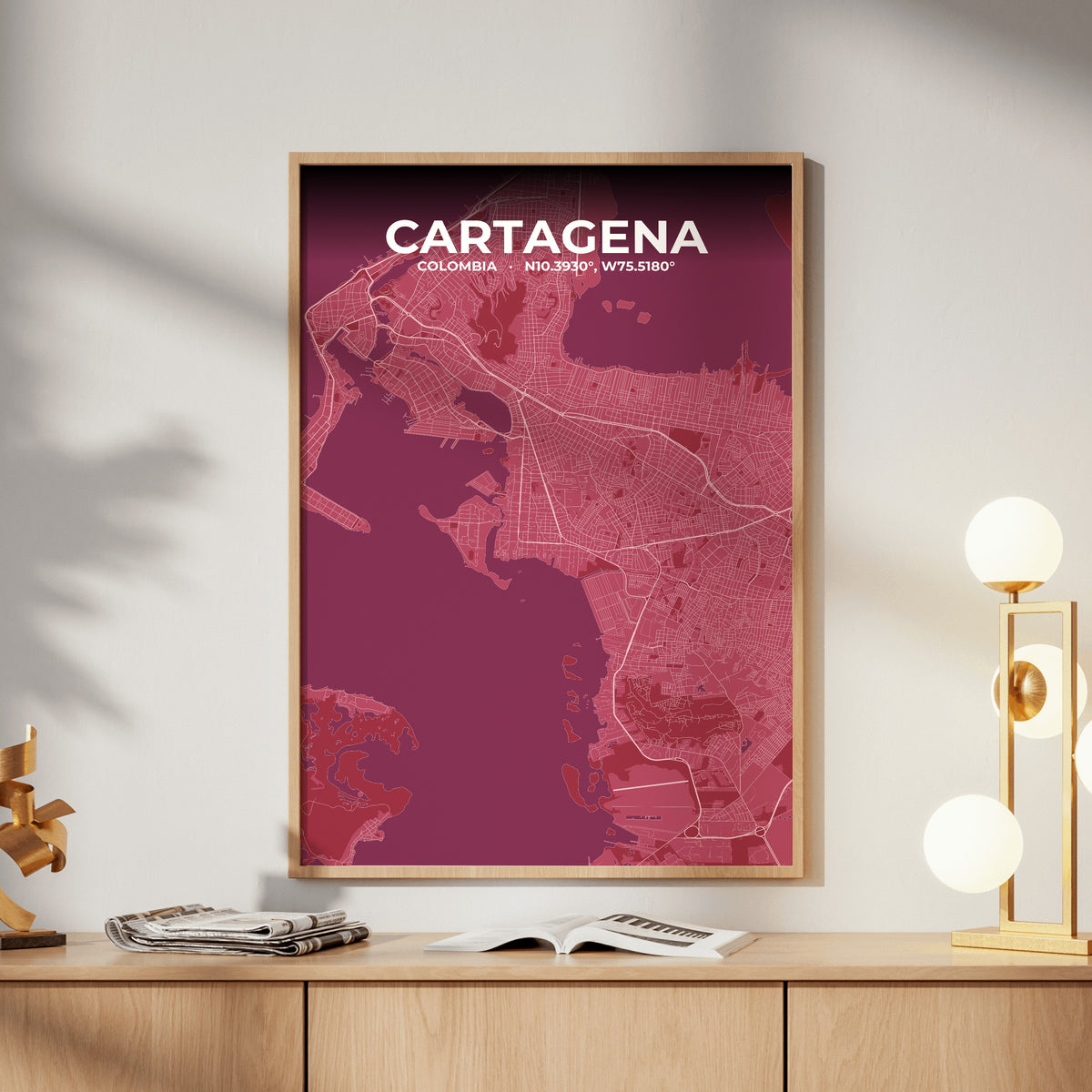 Cartagena Scarlet Map Poster