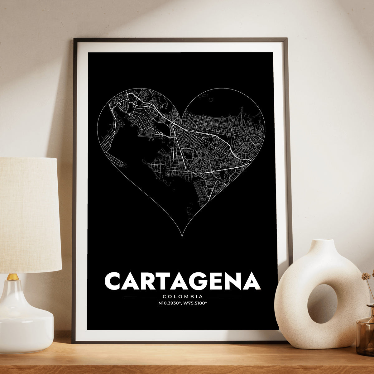 Cartagena Heart Map Poster