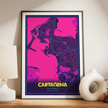 Cartagena Cyberpunk Map Poster