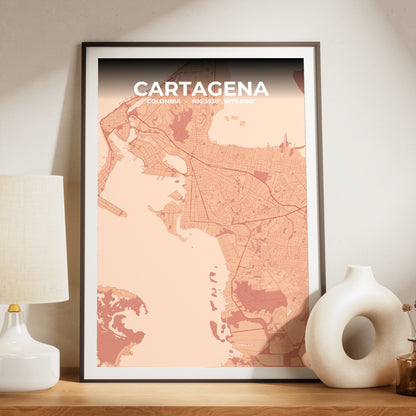 Cartagena Blush Map Poster