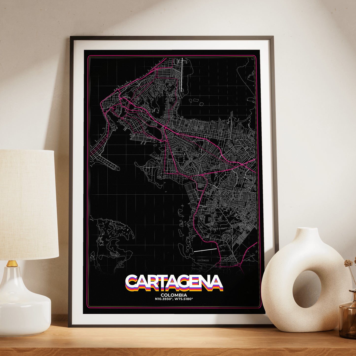 Cartagena Retro Map Poster