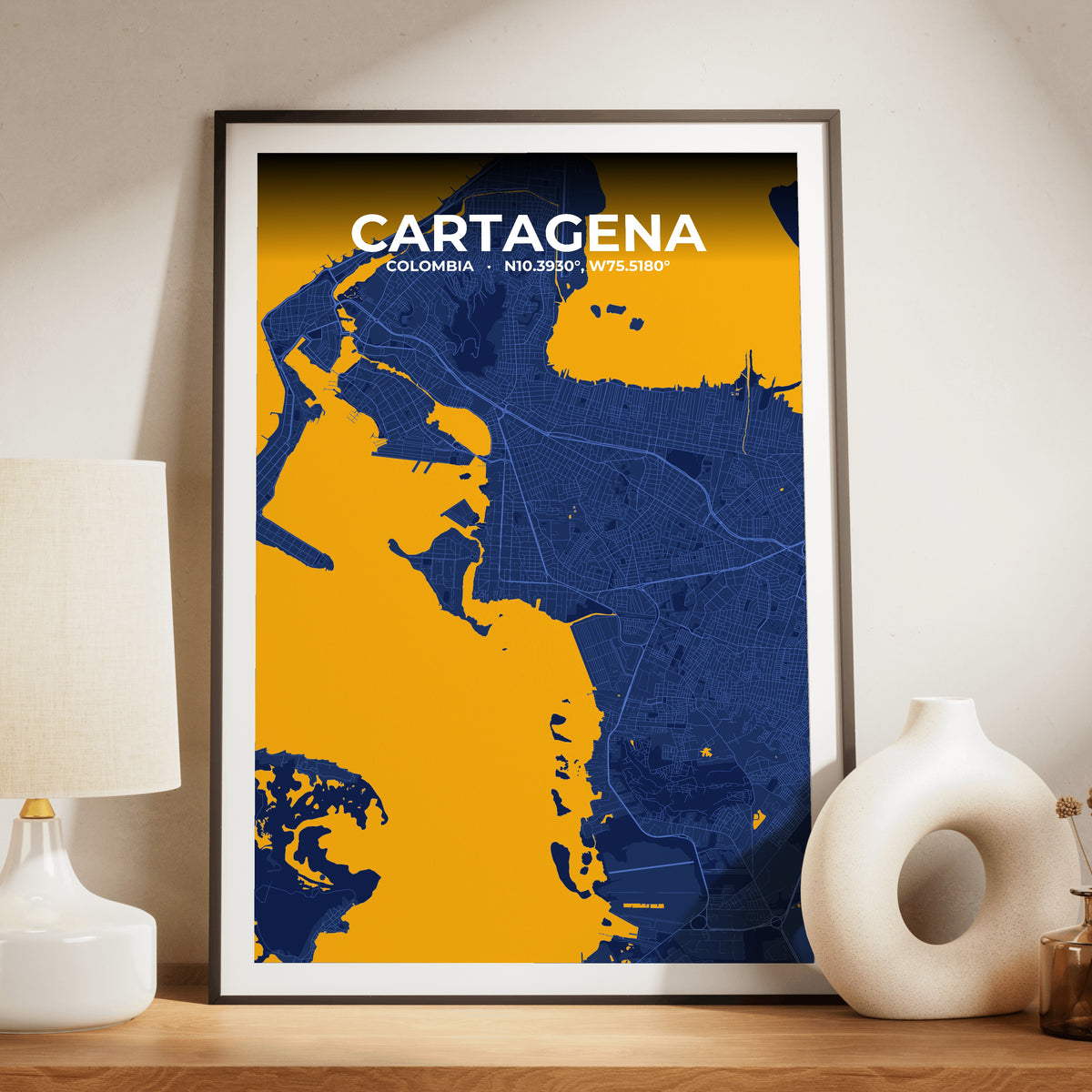 Cartagena Ink Map Poster
