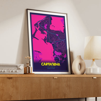 Cartagena Cyberpunk Map Poster
