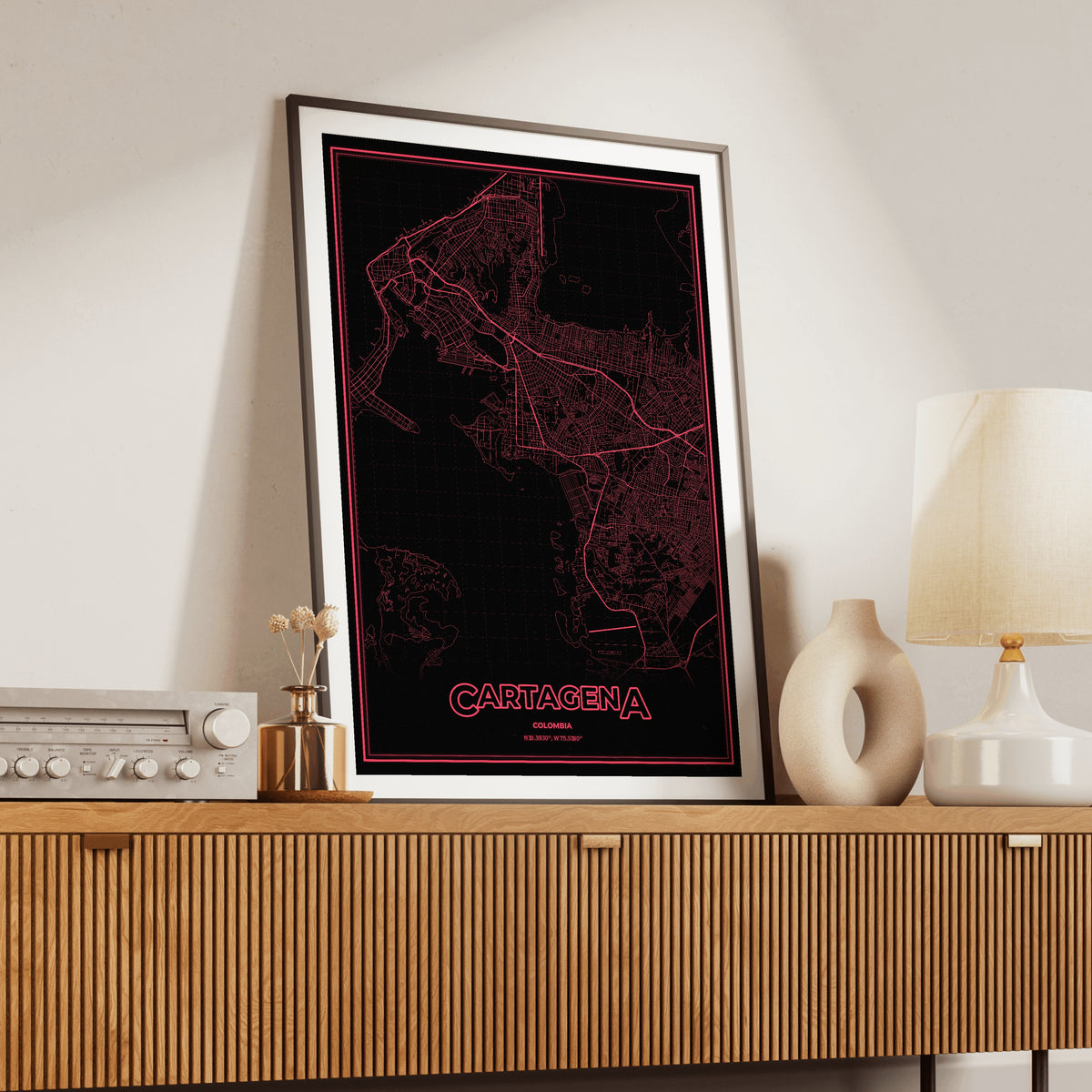 Cartagena Phosphor Map Poster - System Alert