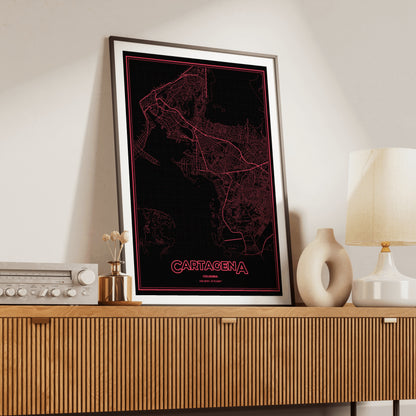 Cartagena Phosphor Map Poster - System Alert