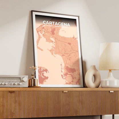 Cartagena Blush Map Poster