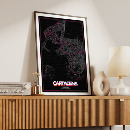 Cartagena Retro Map Poster