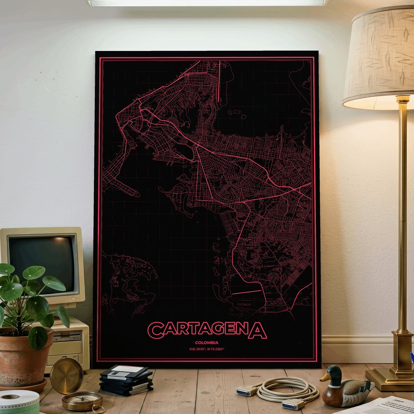 Cartagena Phosphor Map Poster - System Alert