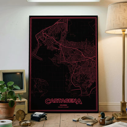 Cartagena Phosphor Map Poster - System Alert