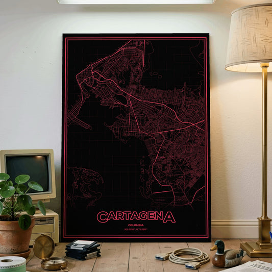 Cartagena Phosphor Map Poster - System Alert