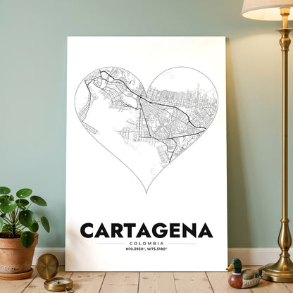 Cartagena Heart Map Poster