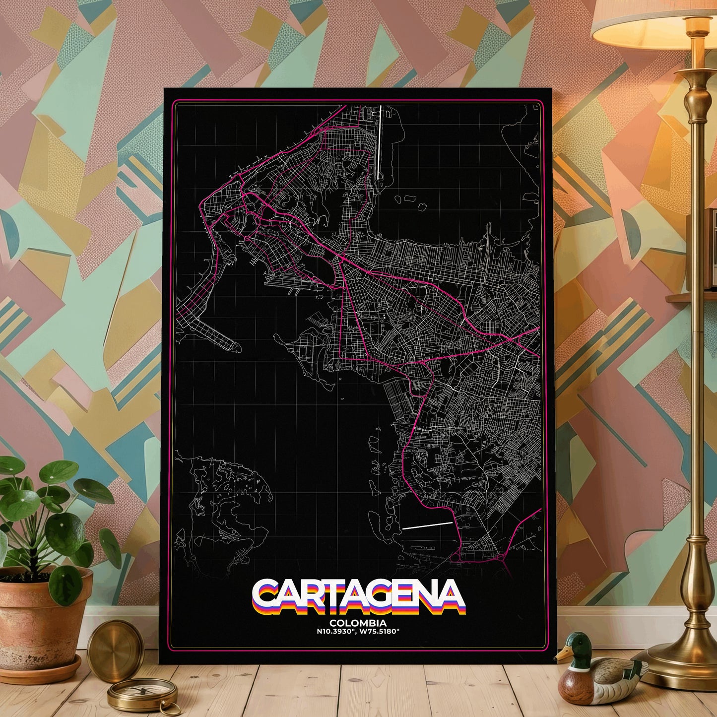Cartagena Retro Map Poster