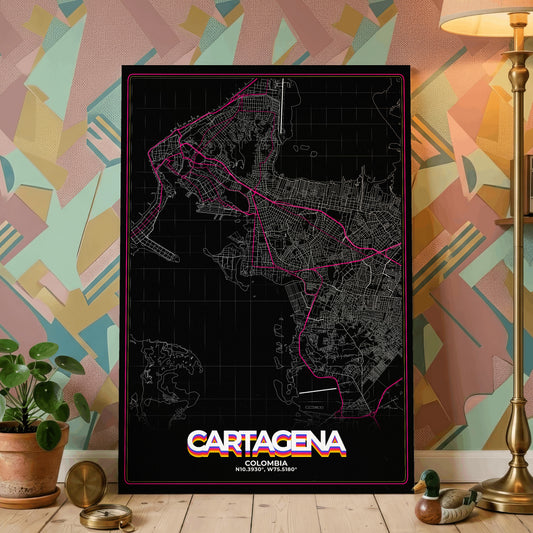 Cartagena Retro Map Poster