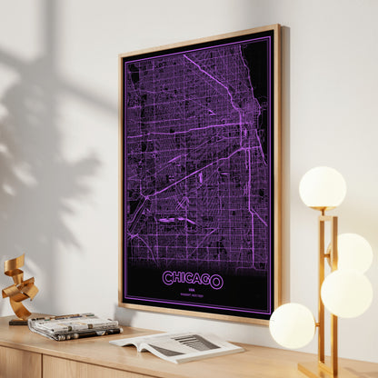 Chicago Phosphor Map Poster - EGA Violet