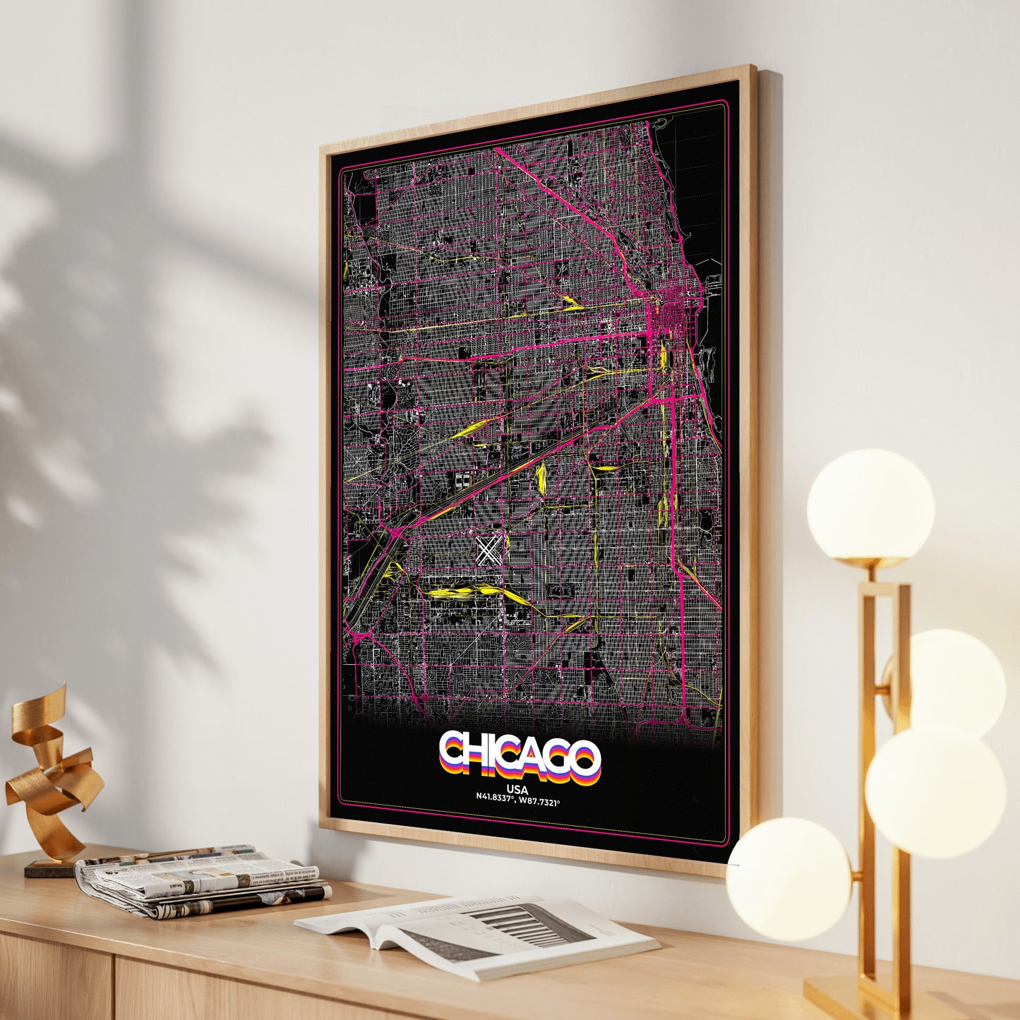 Chicago Retro Map Poster
