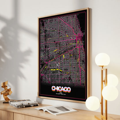 Chicago Retro Map Poster