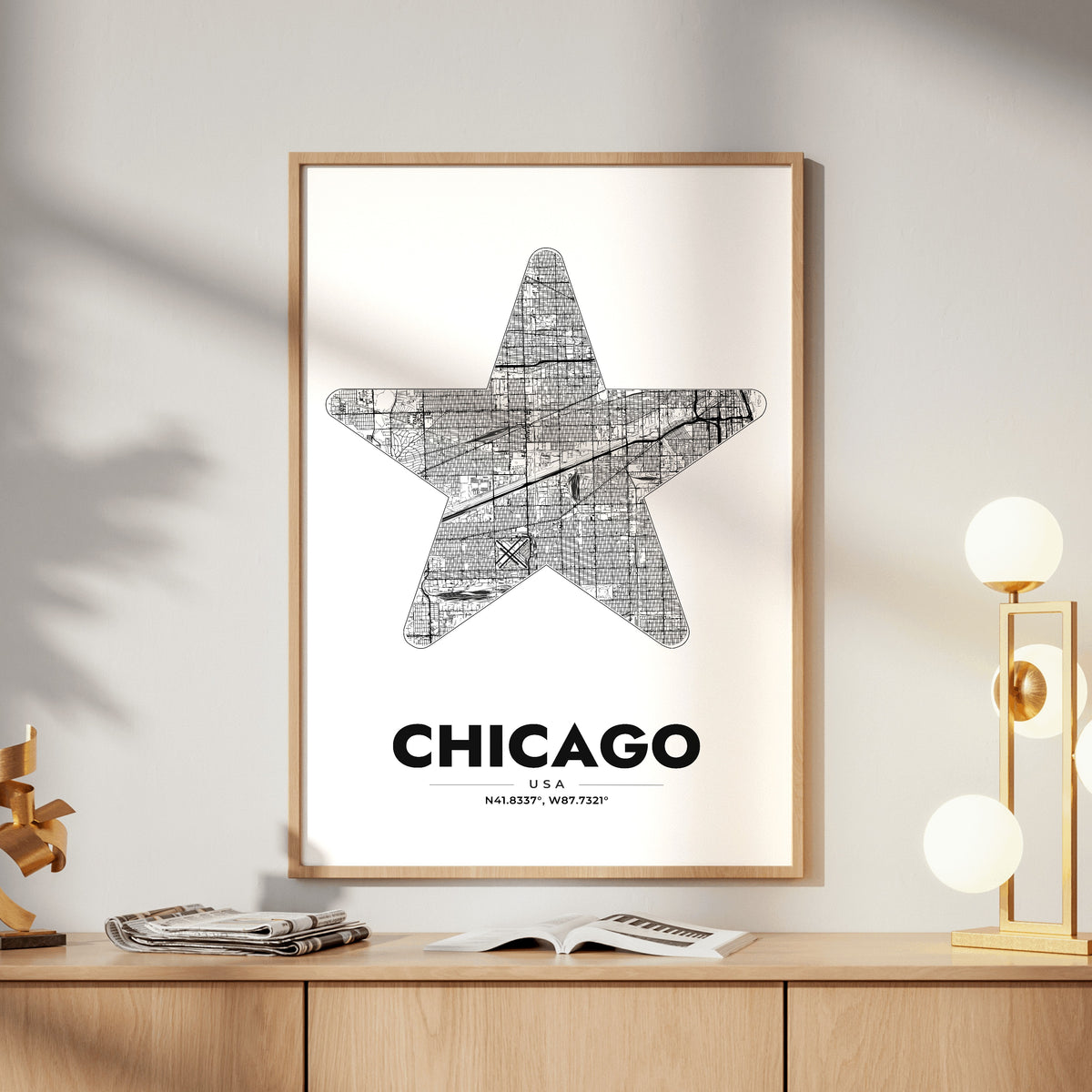 Chicago Star Map Poster