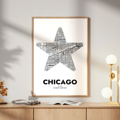 Chicago Star Map Poster