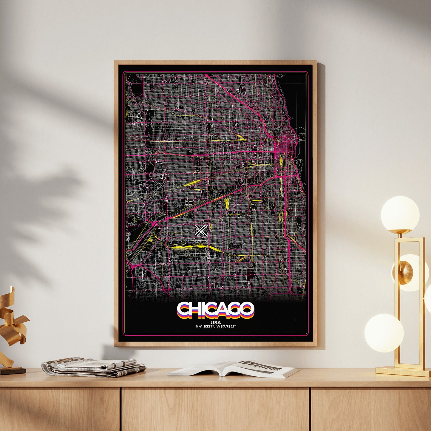 Chicago Retro Map Poster