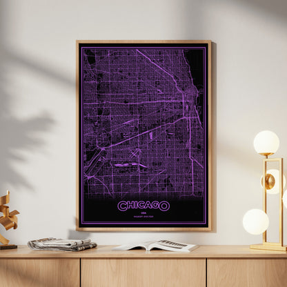 Chicago Phosphor Map Poster - EGA Violet