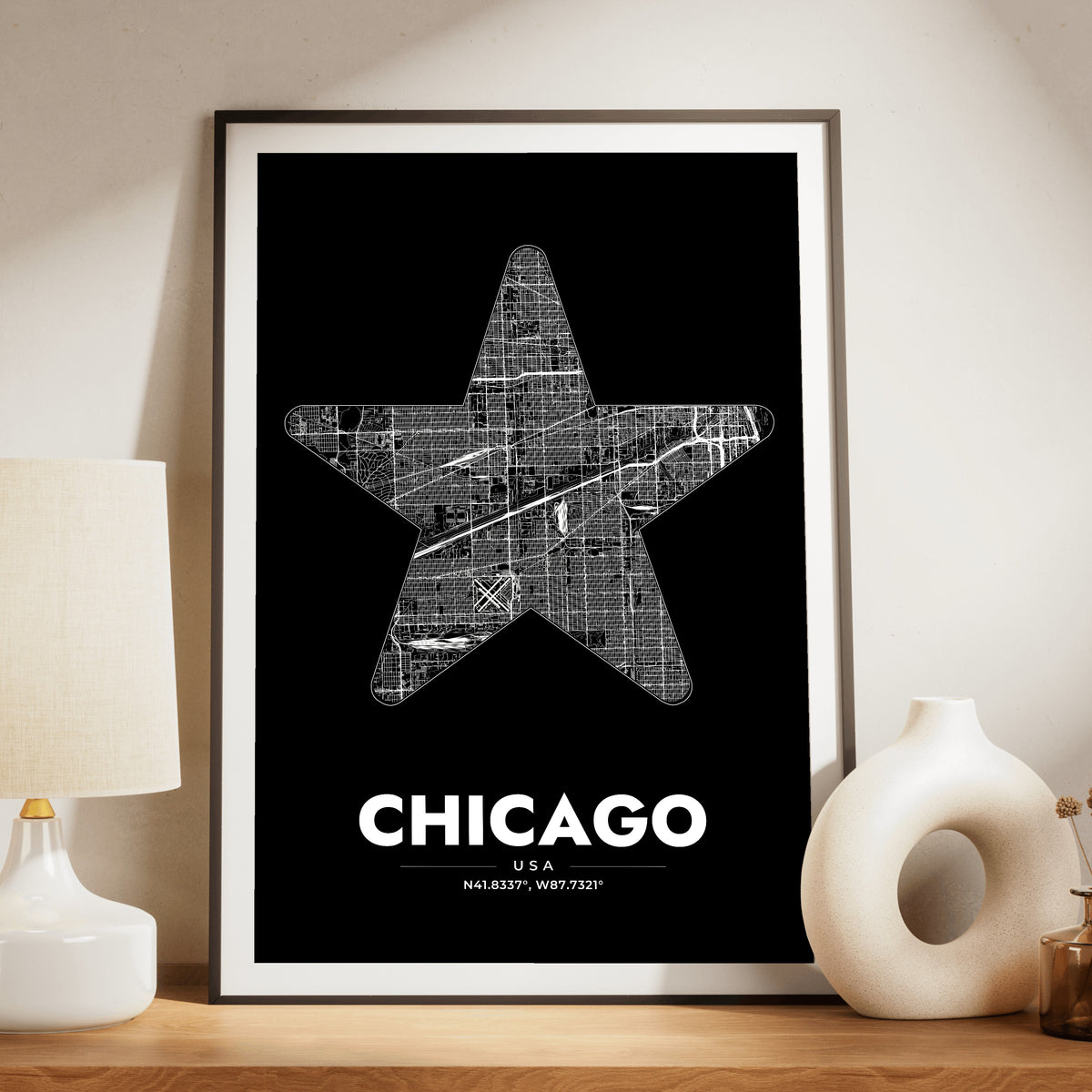 Chicago Star Map Poster