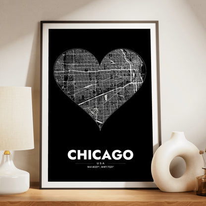Chicago Heart Map Poster