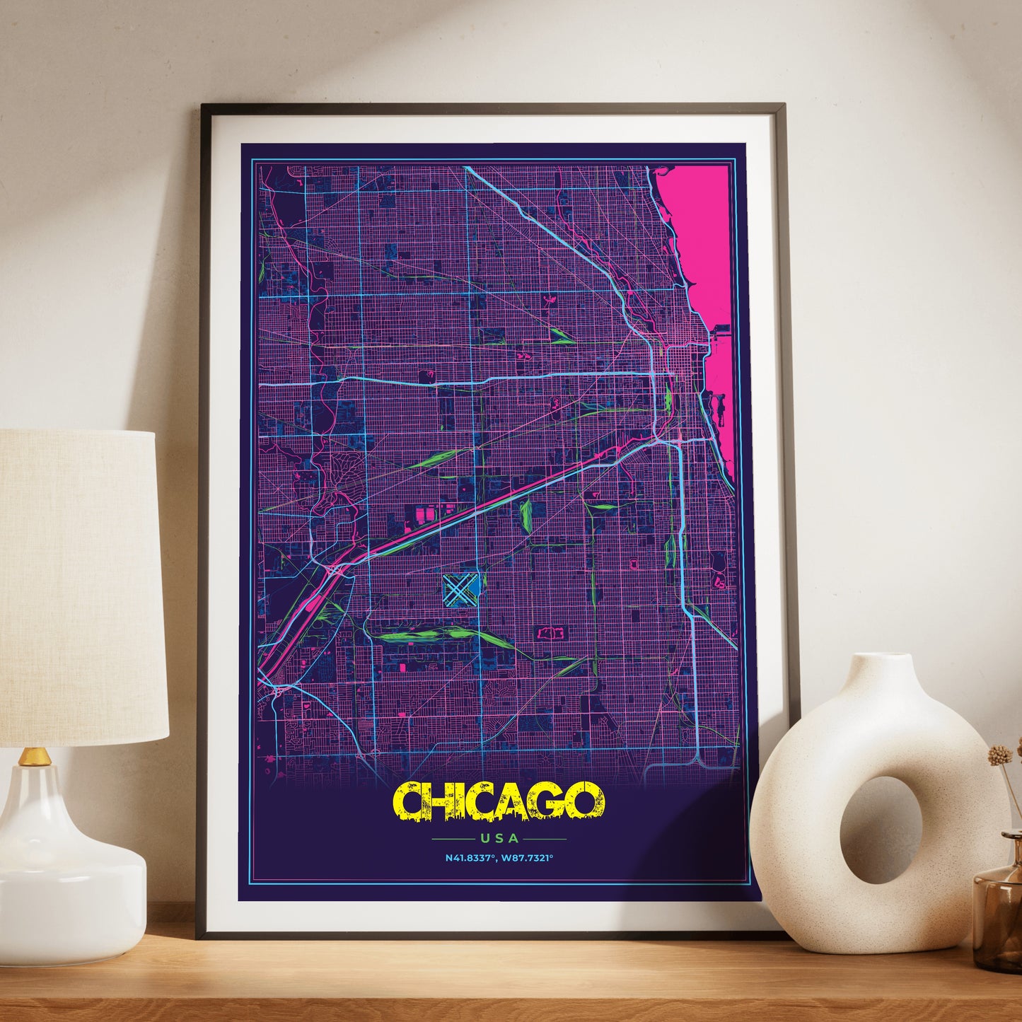 Chicago Cyberpunk Map Poster