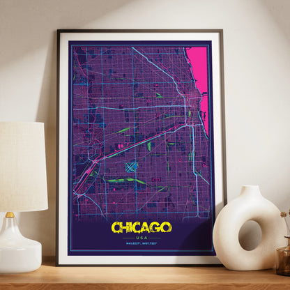 Chicago Cyberpunk Map Poster
