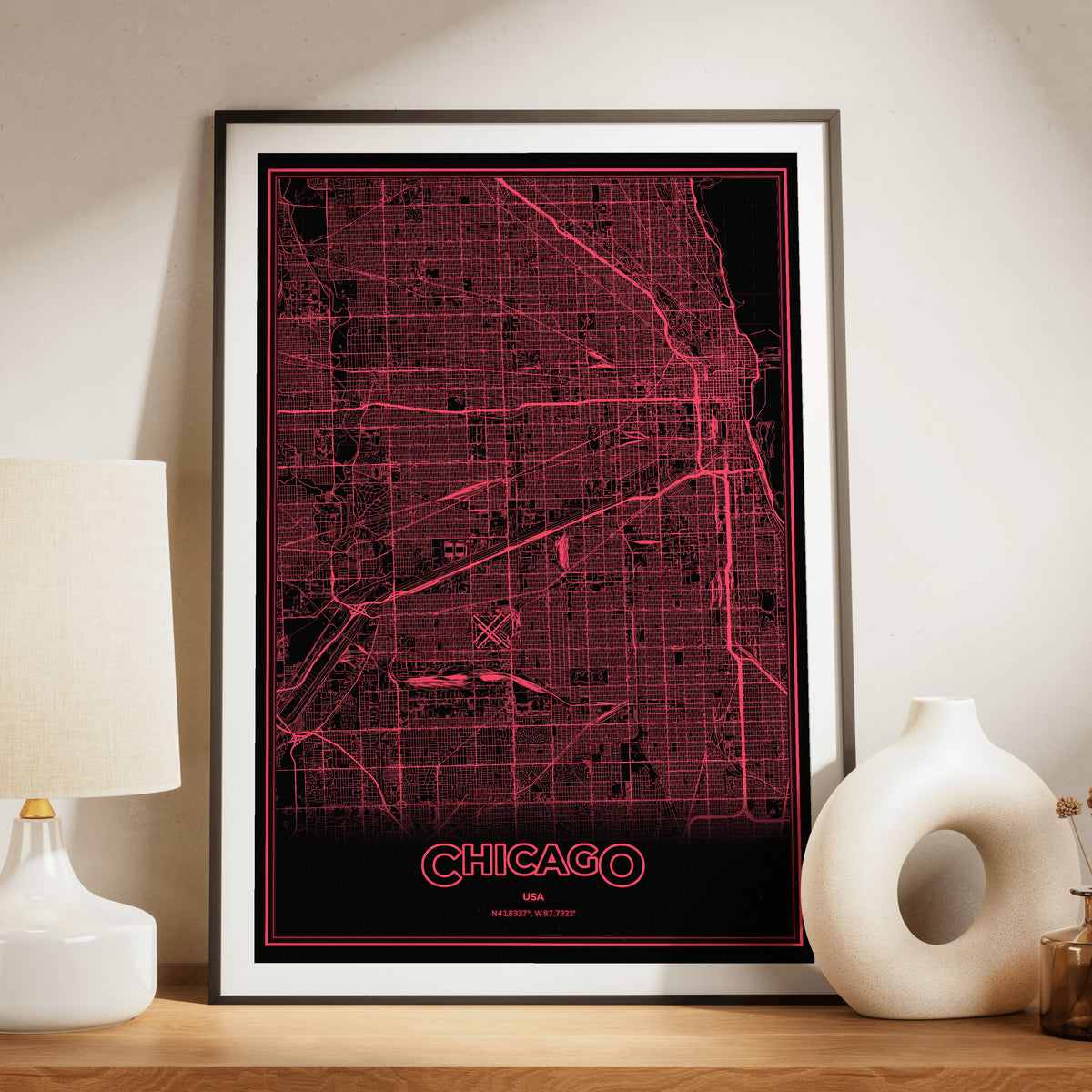 Chicago Phosphor Map Poster - System Alert