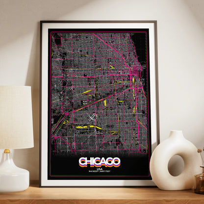 Chicago Retro Map Poster