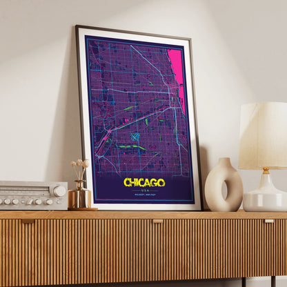 Chicago Cyberpunk Map Poster