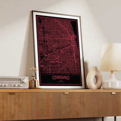Chicago Phosphor Map Poster - System Alert