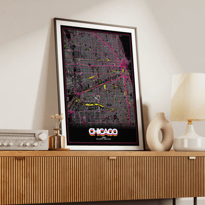 Chicago Retro Map Poster