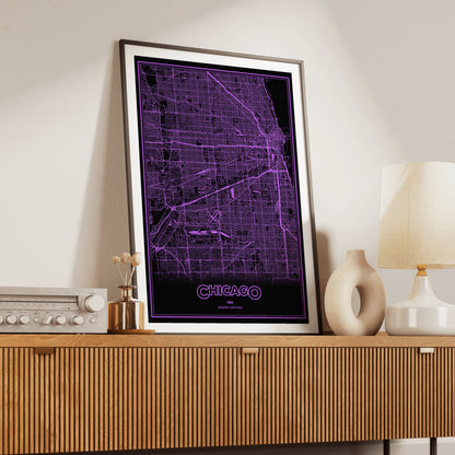 Chicago Phosphor Map Poster - EGA Violet