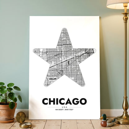 Chicago Star Map Poster
