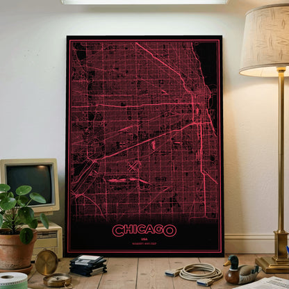 Chicago Phosphor Map Poster - System Alert