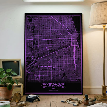 Chicago Phosphor Map Poster - EGA Violet