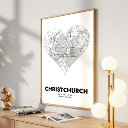 Christchurch Heart Map Poster