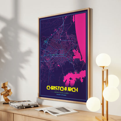 Christchurch Cyberpunk Map Poster