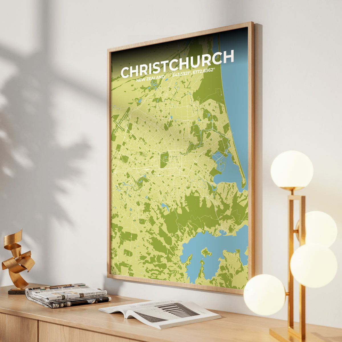 Christchurch Fern Map Poster